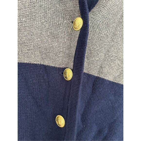 Nautica Navy Gray Colorblock Sweater Jacket Cardigan Gold Buttons, Sz Large - Picture 3 of 12